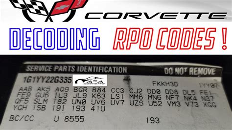 C Corvette Rpo Codes Find Out What Options Your C Came With Youtube