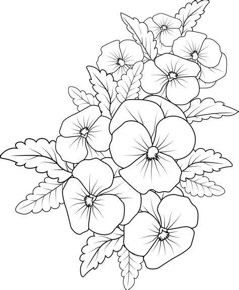 Pansy Isolated Hand Drawn Floral Element Vector Illustration Bouquet