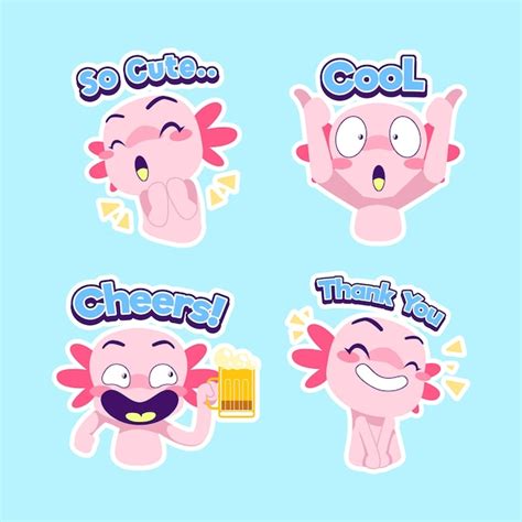 Premium Vector Cute Axolotl Sticker Vector Set