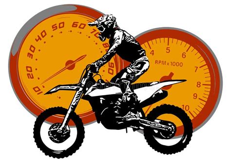 Jinete De La Moto Silueta Abstracta Del Vector El Competir Con De La