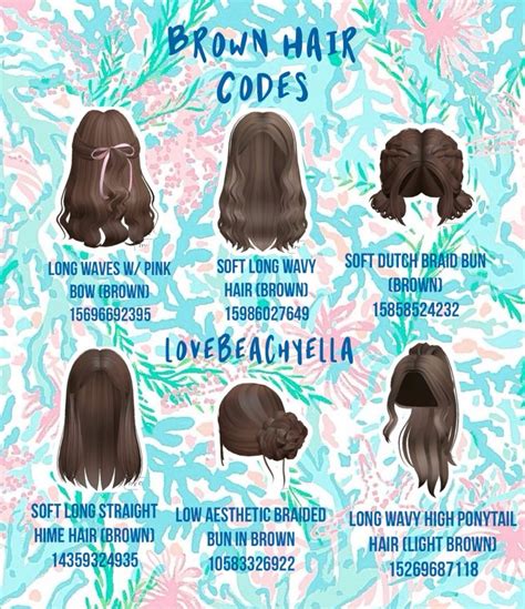 Brown Brunette Hair Codes For Roblox Bloxburg Berry Avenue In 2024