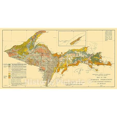 Amazon 1911 Map Michigan Upper Peninsula Of The Surface Formations