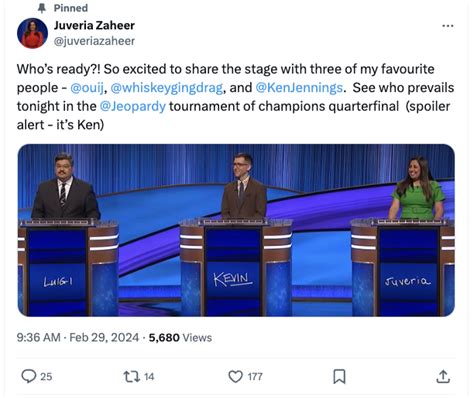 Jeopardy! star Juveria Zaheer 'spoils' her Tournament of Champions ...