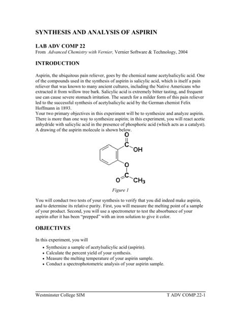 Synthesis And Analysis Of Aspirin