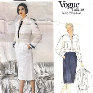 Vogue 1345 Claude Montana Sewing Pattern 1980s Size 12 Jacket Skirt