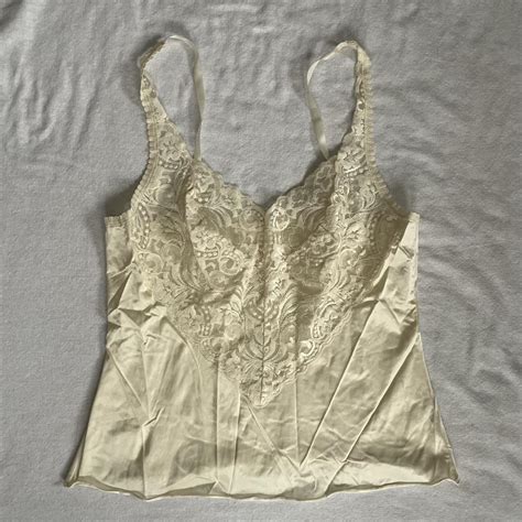 Cream Lace Lingerie Top By Vanity Faire Depop