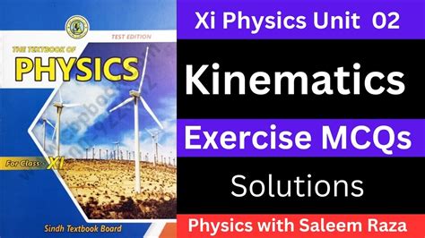 Physics Class Chapter Kinematics Exercises Mcqs Solution Sindh