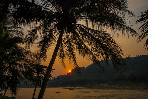 Sunset over Mekong river - Laos Photos