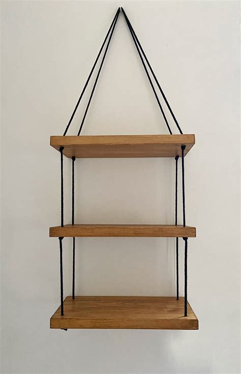 Shelf Rope Shelf Tiered Shelf Shelves Wood Hanging Rope Etsy