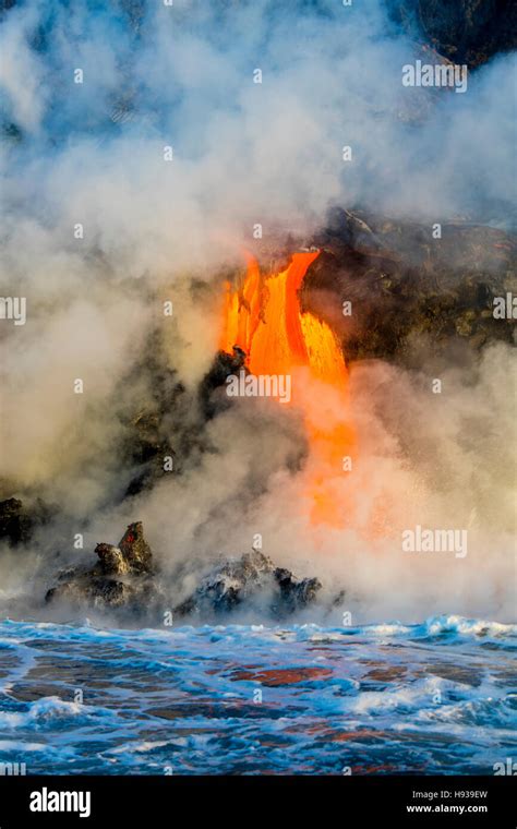 Lava Boat Tour Kilauea Volcano HVNP Island Of Hawaii Hawaii Stock