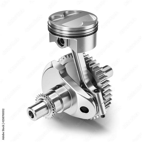 One Piston Crank Gear Engine Isolated On White Background 3d Stock