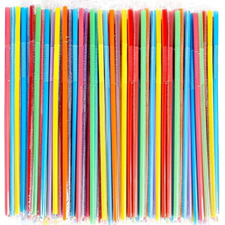 Amazon Pcs Colorful Plastic Long Disposable Drinking Straws