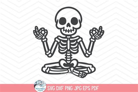 Yoga Skeleton Svg Meditating Skeleton Halloween Design