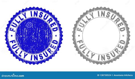 Grunge FULLY INSURED Textured Stamp Seals Stock Vector Illustration