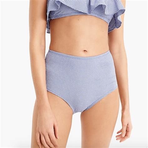 J Crew Swim J Crew Gingham High Waisted Bikini Bottomsl Poshmark