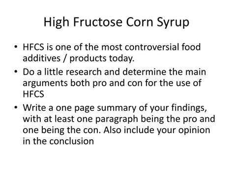 PPT - High Fructose Corn Syrup PowerPoint Presentation, free download ...