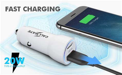 CALLMATE Dual Port Car Charger With Type C PD 20W Port And USB A Quick