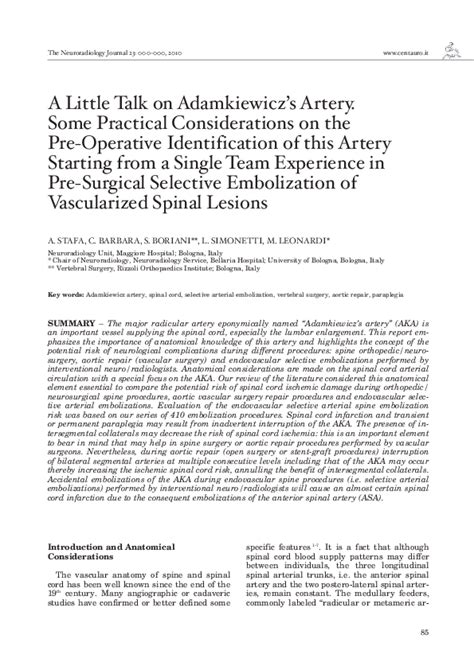 (PDF) Microsurgical anatomy of the artery of Adamkiewicz and its segmental artery | George ...