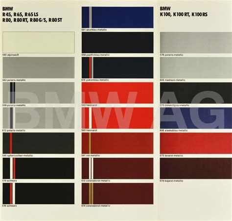 BMW Motorcycle Paint Color Chart