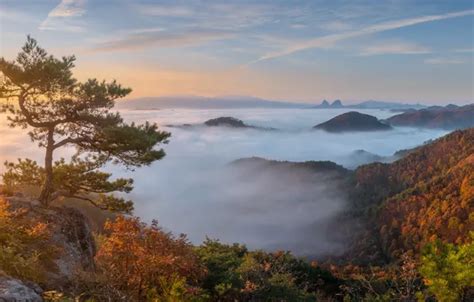 Wallpaper Autumn Clouds Landscape Mountains Nature Tree Dawn