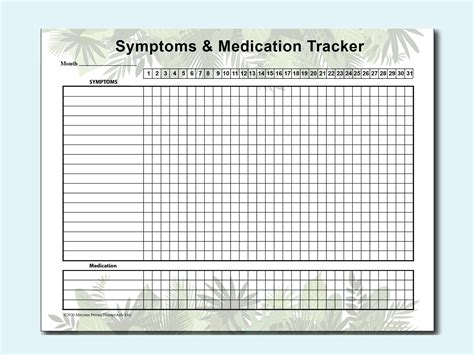 Printable Symptom Tracker