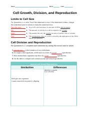 Cell Growth Division Reproduction 1 Doc Name Block Date Cell Growth