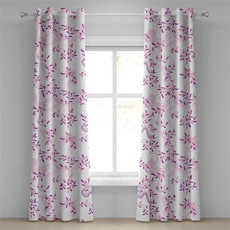 Leafy Design Grommet Curtain Dreamy Silhouettes Of Tropical Leaves