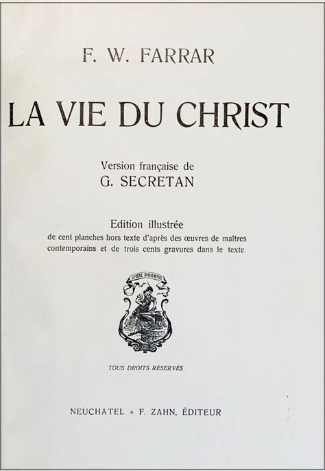 Le Vie Du Christ Version Francaise De G Secretan Von Christ Farrar