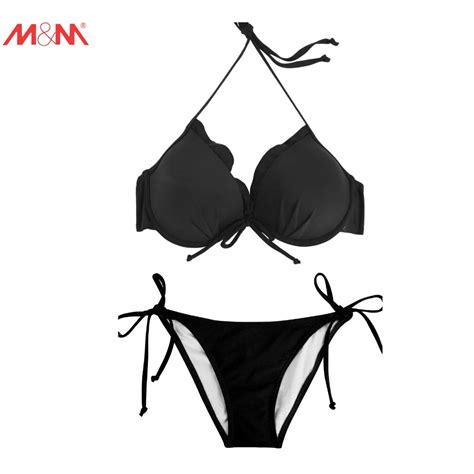 M M mujeres brasileño juego de bikini estilo push up bajo la cintura trajes Halter corbata
