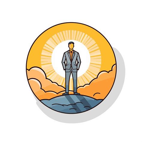 Premium Vector Vector Of A Man Standing On Top Of A Hill With A Flat