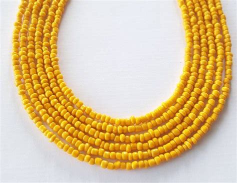 Yellow Seed Bead Necklace Seed Bead Necklace Yellow Necklace Yellow Necklace Beaded