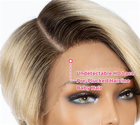 Ombre Brown To Blonde Real HD Lace Pixie Cut Bob Glueless Human Hair