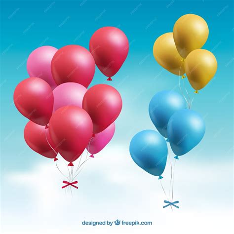 Free Vector Colorful Balloons Bunch Collection In The Sky With