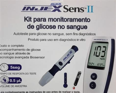 Kit Completo Medidor De Glicose Injex Sens Ii Frete Gr Tis