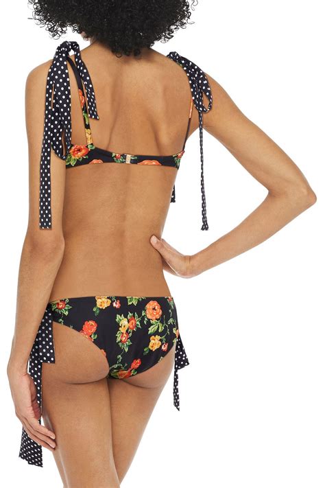 Caroline Constas Clem Knotted Printed Triangle Bikini Top The Outnet