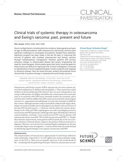 Pdf Clinical Trials Of Systemic Therapy In Osteosarcoma And On