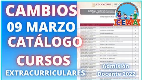 Ceaa Cambios Cat Logo Cursos Extracurriculares Admisi N Docente Usicamm