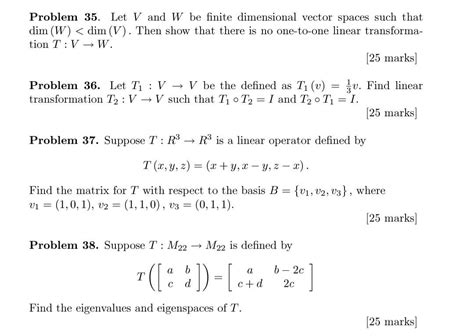 Solved Problem Let V And W Be Finite Dimensional Vector Chegg