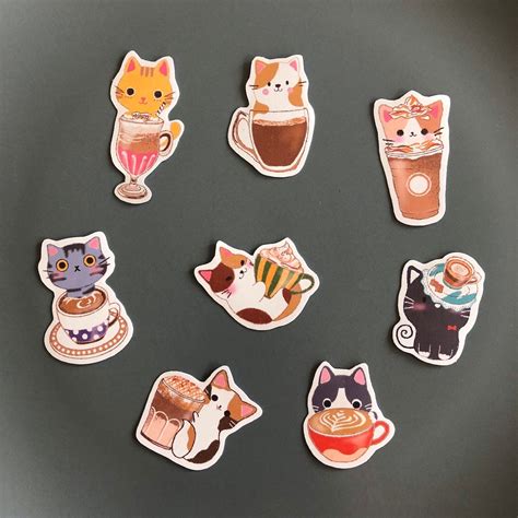 Coffee Cat Stickers Pack - Etsy