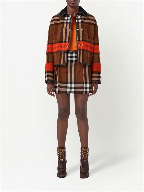 Burberry Checked Pleated Wool Mini Skirt Brown Farfetch Uk