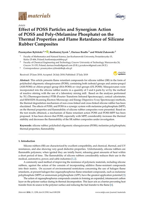 PDF Effect Of POSS Particles And Synergism Action Of POSS And Poly