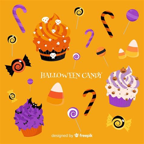 Colecci N Dibujada A Mano De Golosinas De Halloween Vector Gratis