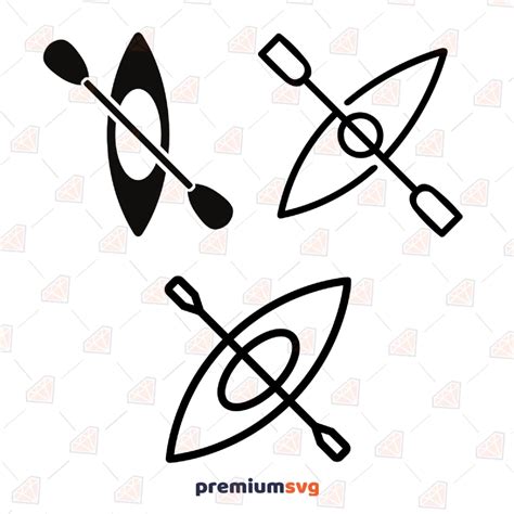 Digital Kayak Outline Svg Cut File Kayak Boat Svg Kayaker Svg Kayak