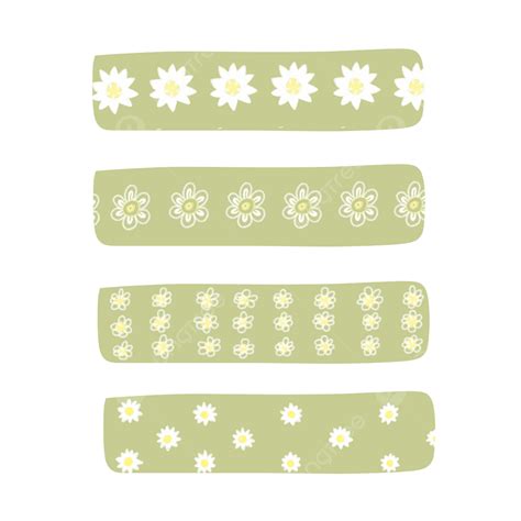 One Set Green Washi Tape With Flower Pattern Washi Tape Green