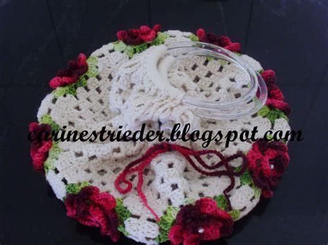 Carine Strieder Crochet Designer Porta Pratos Em Croch Flores