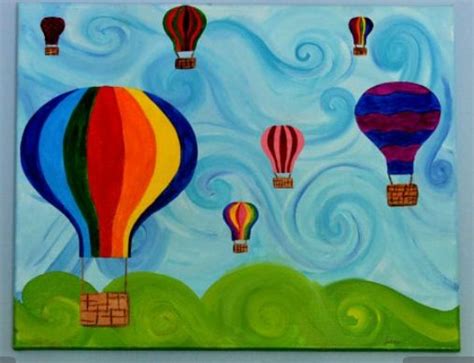 Hot Air Balloon Canvas Painting For Kids