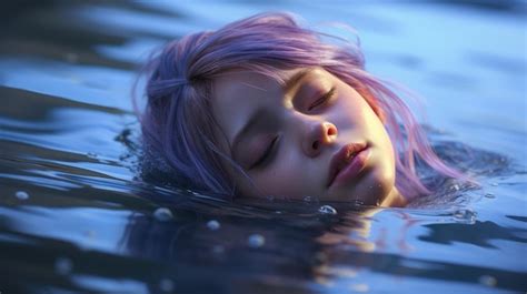 Premium Ai Image A Woman Lying In Water With Her Eyes Closed