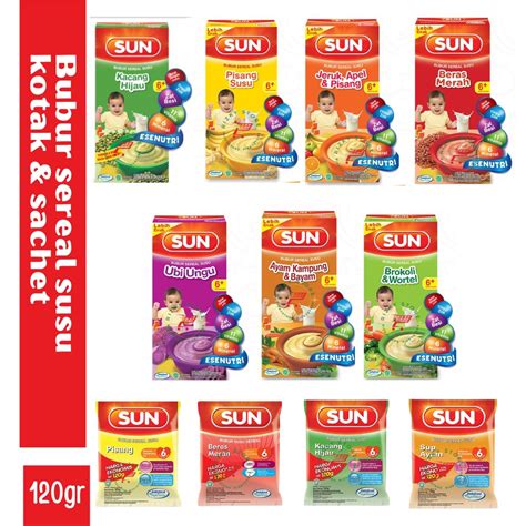 Jual SUN Bubur Susu Sereal Kotak Dan Sachet 120 Gram 7 Varian Shopee