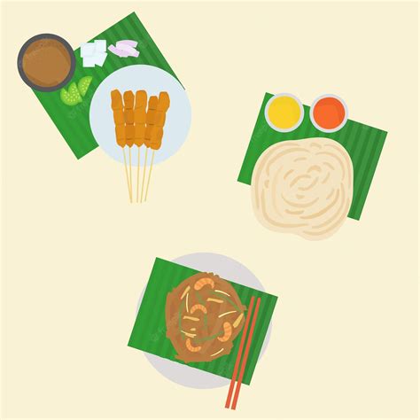 Premium Vector | Malaysia traditional style vector national foods