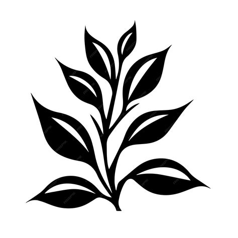 Premium Vector | Tea leaf black and white vector template set for ...